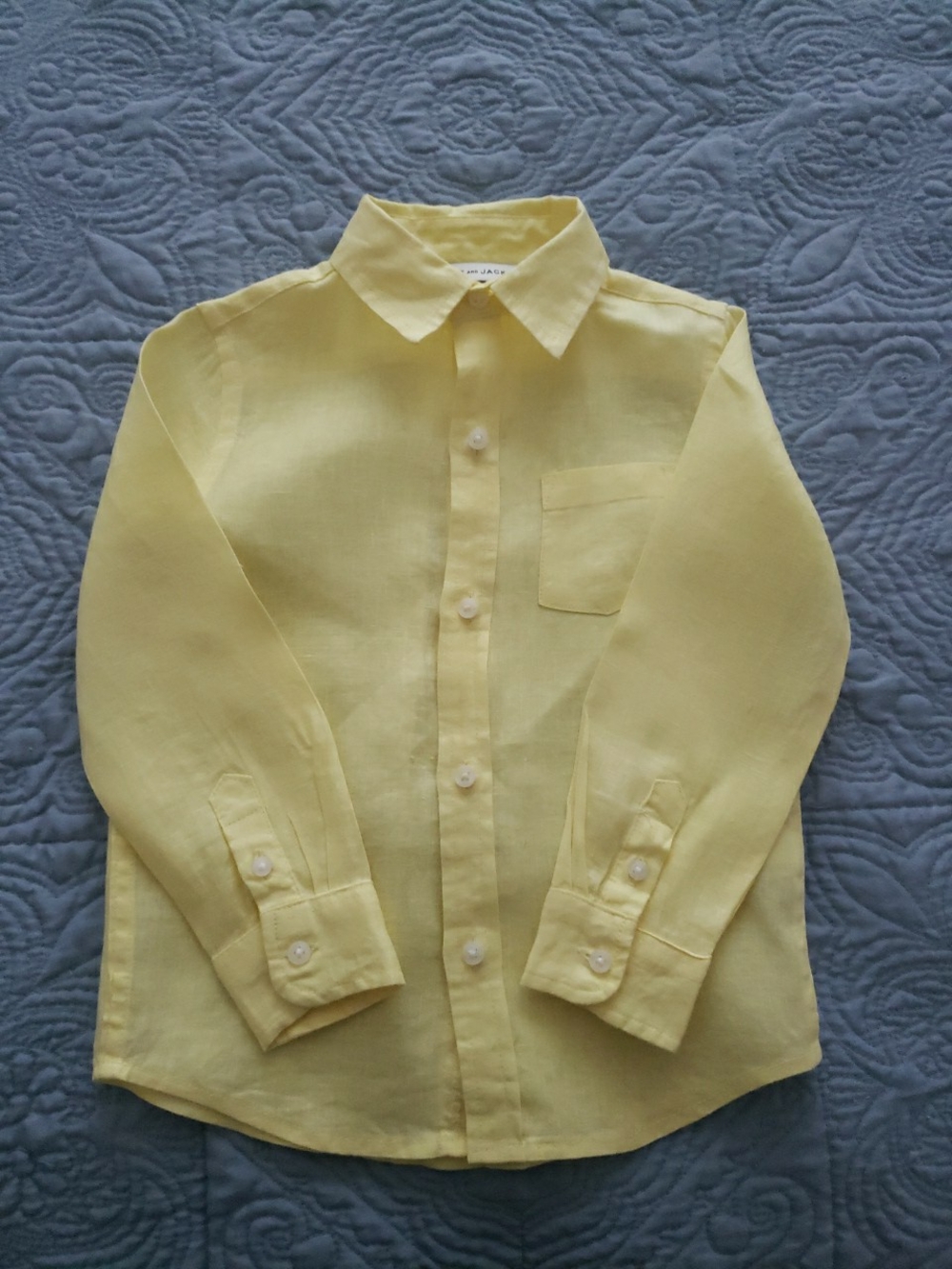 Janie and Jack Pale Yellow Long-Sleeve Button-Up Shirt Size 3